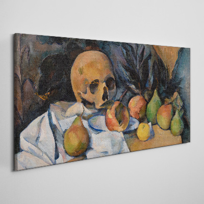 Foto op canvas Stilleven met schedel en fruit