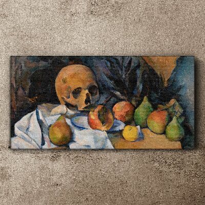 Foto op canvas Stilleven met schedel en fruit