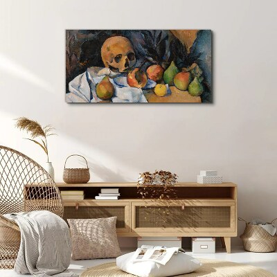 Foto op canvas Stilleven met schedel en fruit