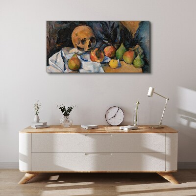 Foto op canvas Stilleven met schedel en fruit
