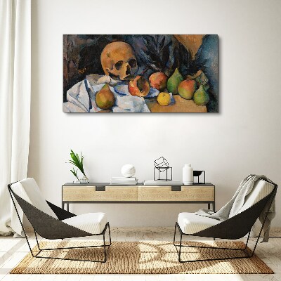 Foto op canvas Stilleven met schedel en fruit