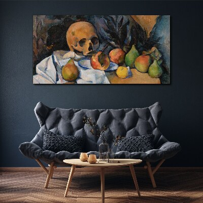 Foto op canvas Stilleven met schedel en fruit