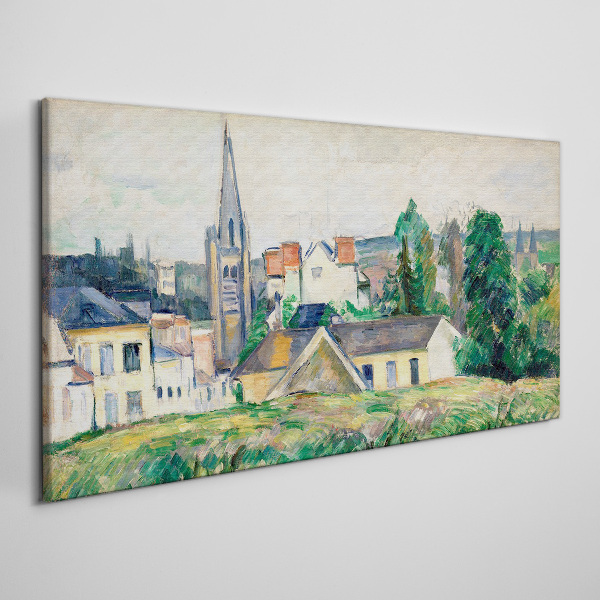 Foto op canvas Landelijk landschap met een kerk