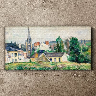 Foto op canvas Landelijk landschap met een kerk