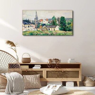 Foto op canvas Landelijk landschap met een kerk