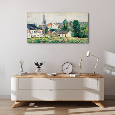 Foto op canvas Landelijk landschap met een kerk