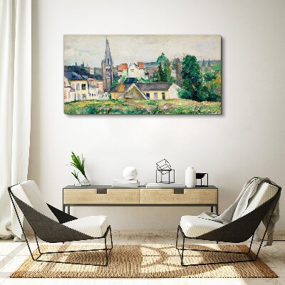 Foto op canvas Landelijk landschap met een kerk