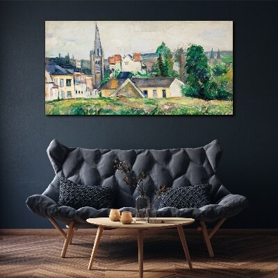 Foto op canvas Landelijk landschap met een kerk