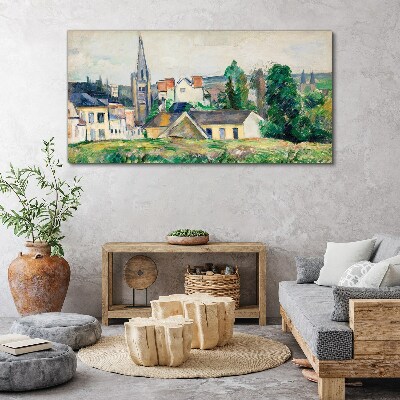 Foto op canvas Landelijk landschap met een kerk