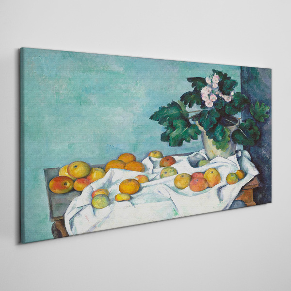 Canvas schilderij Fruittafel met vaas