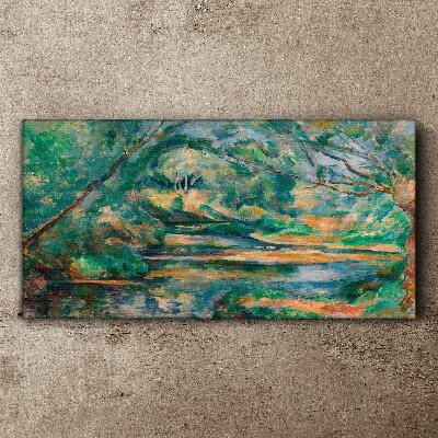 Schilderij op doek Groen landschap met een rivier
