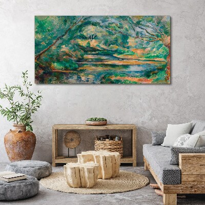 Schilderij op doek Groen landschap met een rivier
