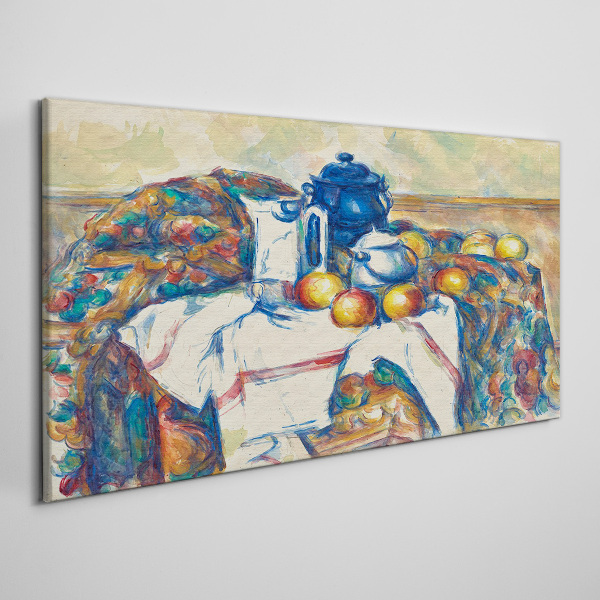Canvas schilderij Stilleven met een blauwe ketel