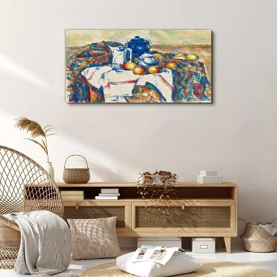 Canvas schilderij Stilleven met een blauwe ketel