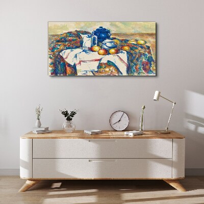 Canvas schilderij Stilleven met een blauwe ketel