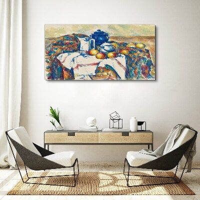 Canvas schilderij Stilleven met een blauwe ketel