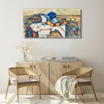 Canvas schilderij Stilleven met een blauwe ketel