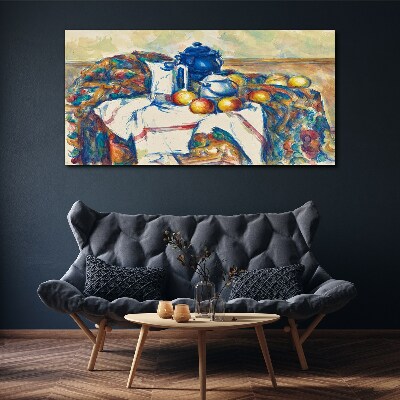 Canvas schilderij Stilleven met een blauwe ketel