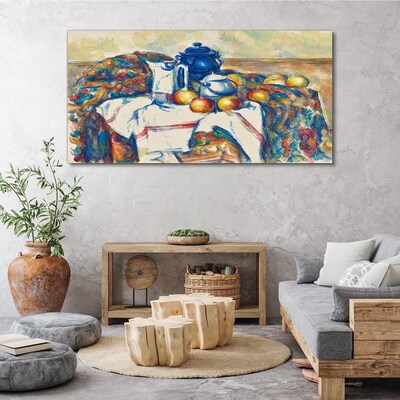 Canvas schilderij Stilleven met een blauwe ketel