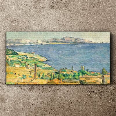 Canvas schilderij Uitzicht op zee en landschap