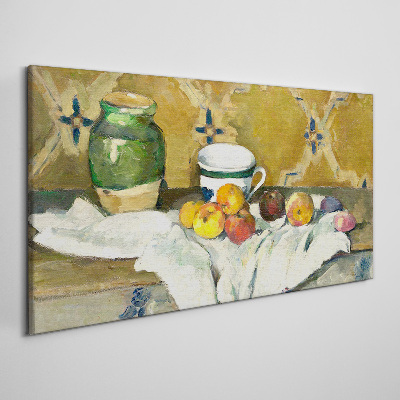 Foto op canvas Fruittafel met groene pot
