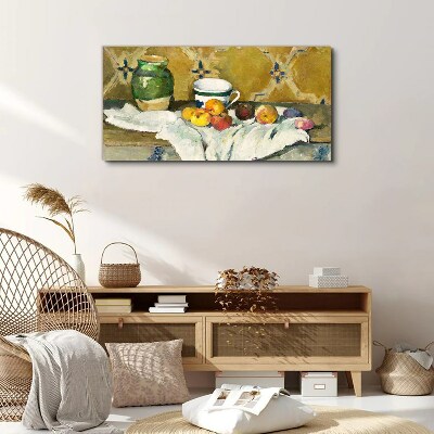 Foto op canvas Fruittafel met groene pot