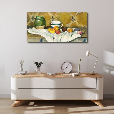 Foto op canvas Fruittafel met groene pot