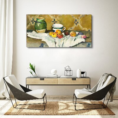 Foto op canvas Fruittafel met groene pot