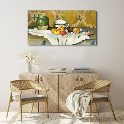Foto op canvas Fruittafel met groene pot