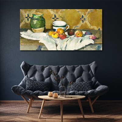 Foto op canvas Fruittafel met groene pot