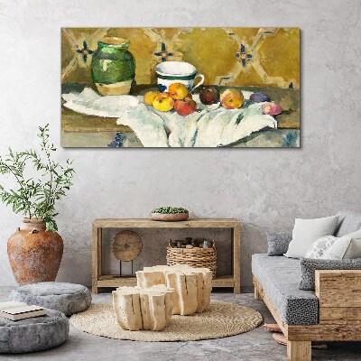Foto op canvas Fruittafel met groene pot