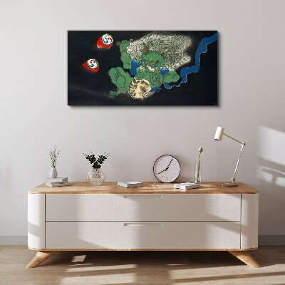 Schilderij op doek Groene demon met een trommel