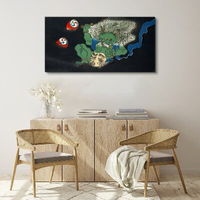 Schilderij op doek Groene demon met een trommel