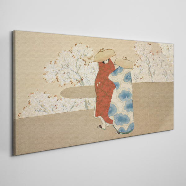 Foto op canvas Een ontmoeting tussen de bloeiende bomen