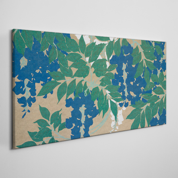 Foto op canvas Groene en blauwe bladeren in abstractie