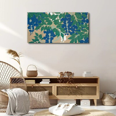 Foto op canvas Groene en blauwe bladeren in abstractie