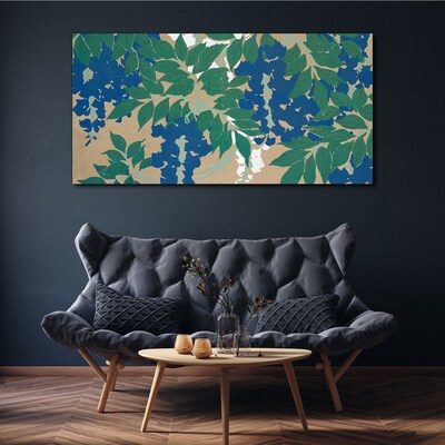 Foto op canvas Groene en blauwe bladeren in abstractie