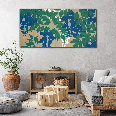 Foto op canvas Groene en blauwe bladeren in abstractie