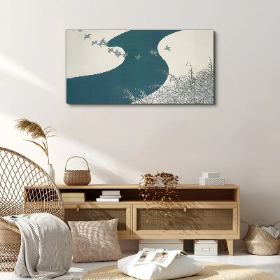 Schilderij op doek Een kalme rivier met vogels die wegvliegen