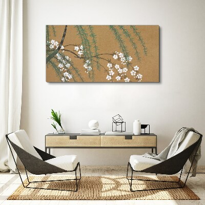 Foto op canvas Bloementakken op een bruine achtergrond