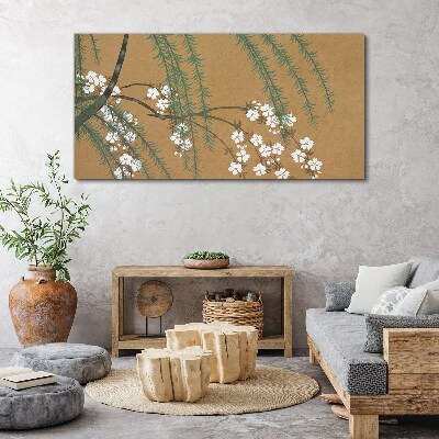 Foto op canvas Bloementakken op een bruine achtergrond