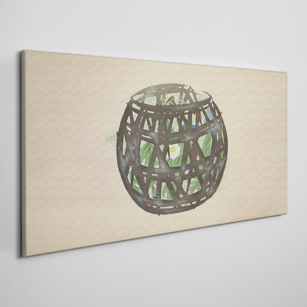 Foto op canvas Rieten mand met groen