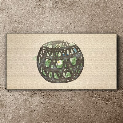 Foto op canvas Rieten mand met groen