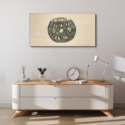 Foto op canvas Rieten mand met groen