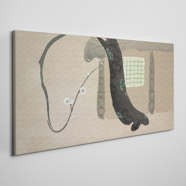 Canvas schilderij Groene tak in minimalistische stijl