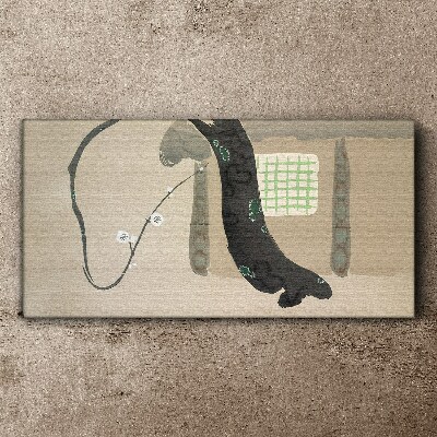 Canvas schilderij Groene tak in minimalistische stijl