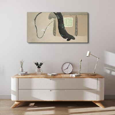 Canvas schilderij Groene tak in minimalistische stijl