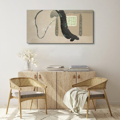 Canvas schilderij Groene tak in minimalistische stijl