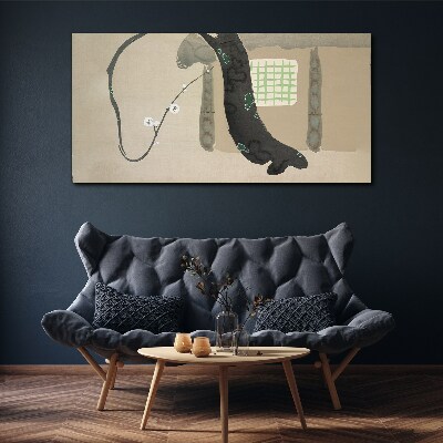 Canvas schilderij Groene tak in minimalistische stijl