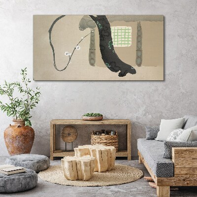 Canvas schilderij Groene tak in minimalistische stijl